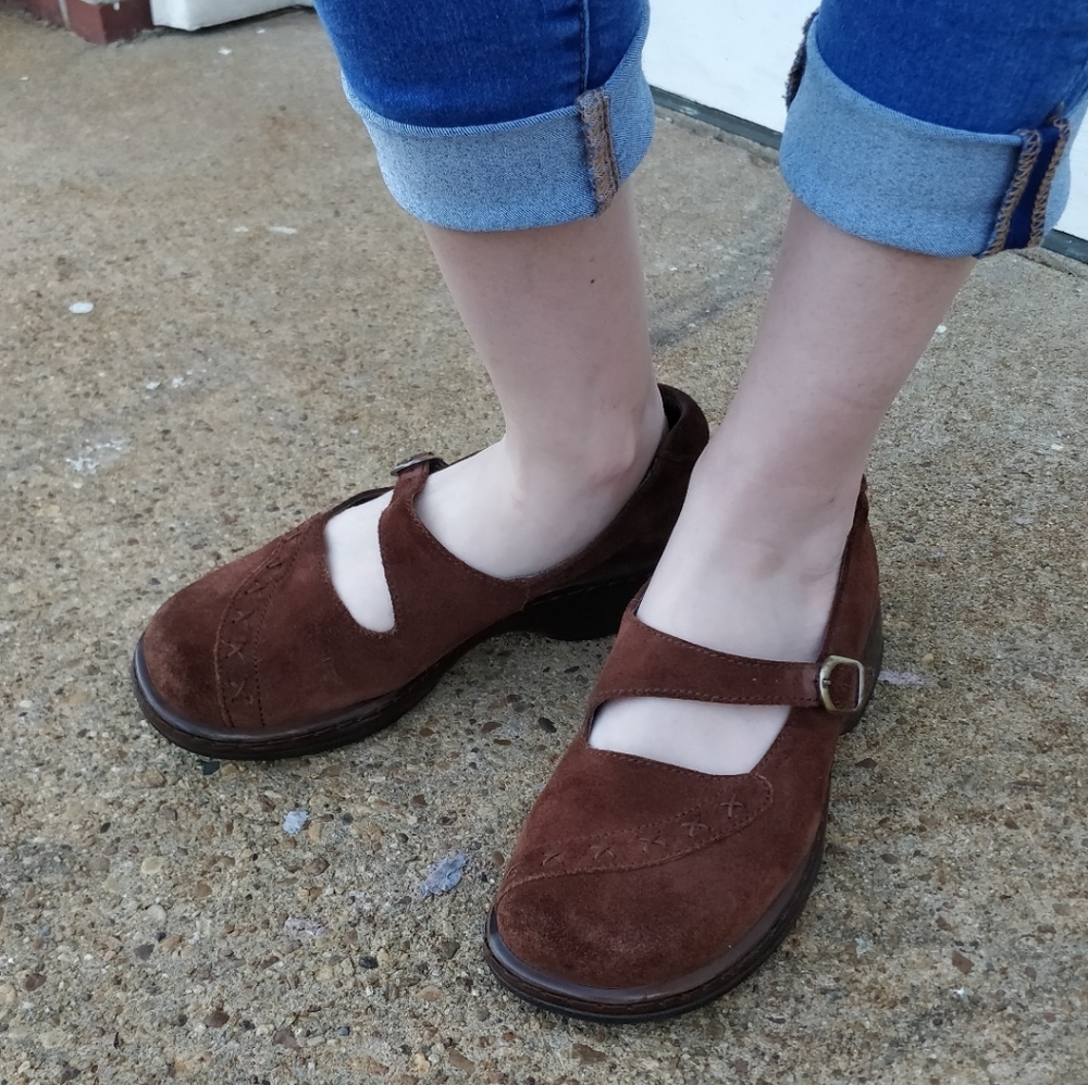 Chestnut Brown Suede Dansko Mary Jane Shoes